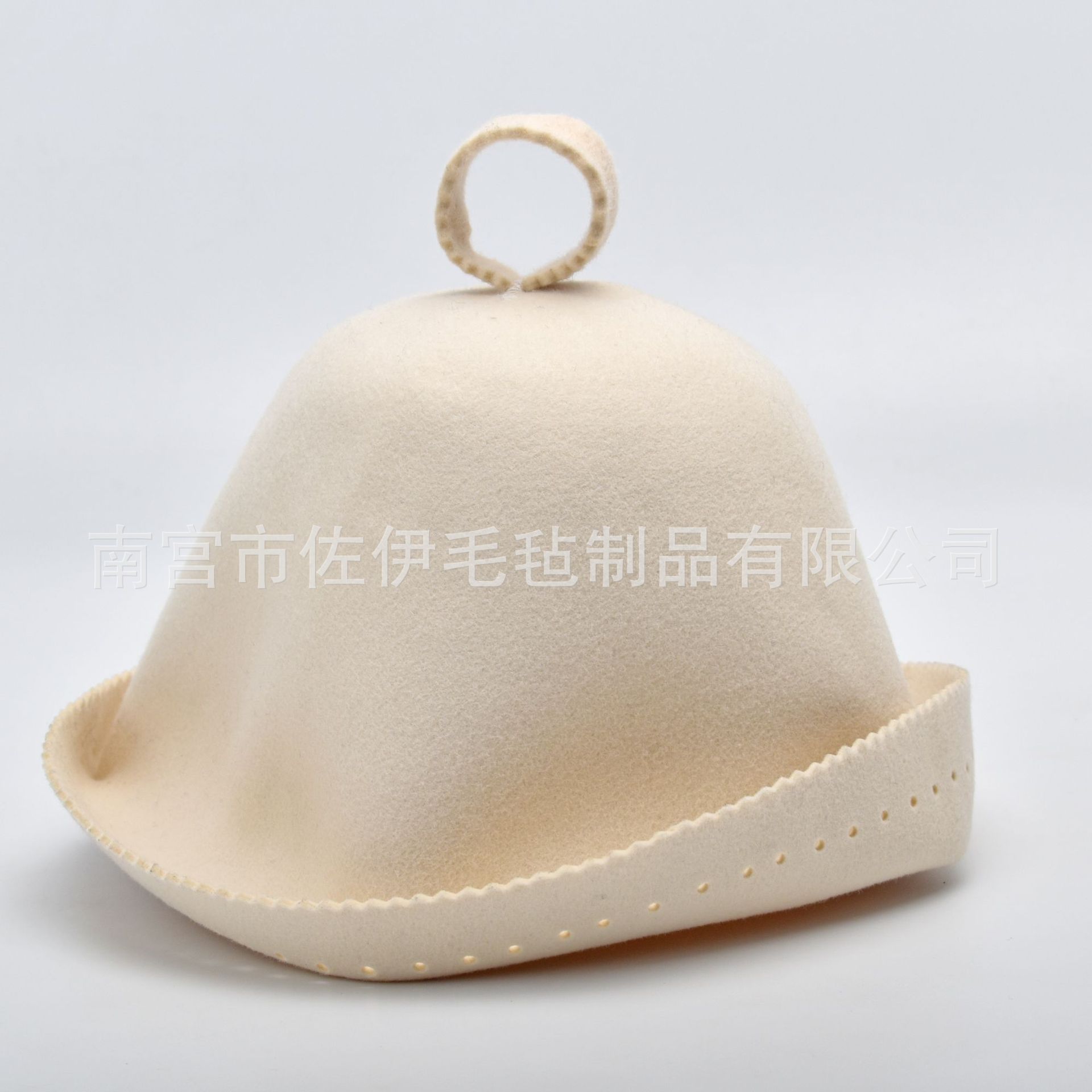 佐伊毛毡-一体压型挂绳毛毡桑拿帽