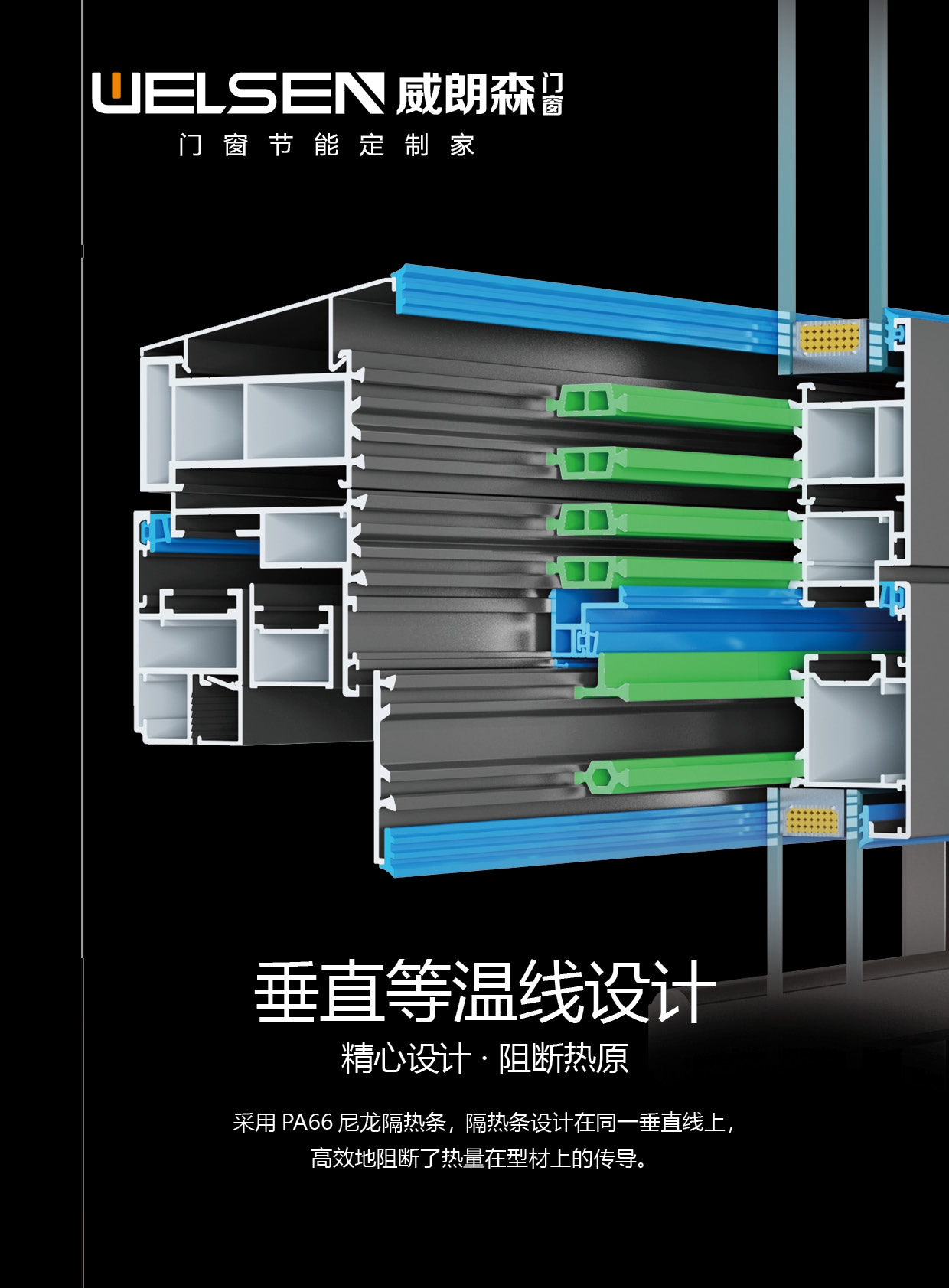 极光系列明排外开六腔体平开窗(威朗森)