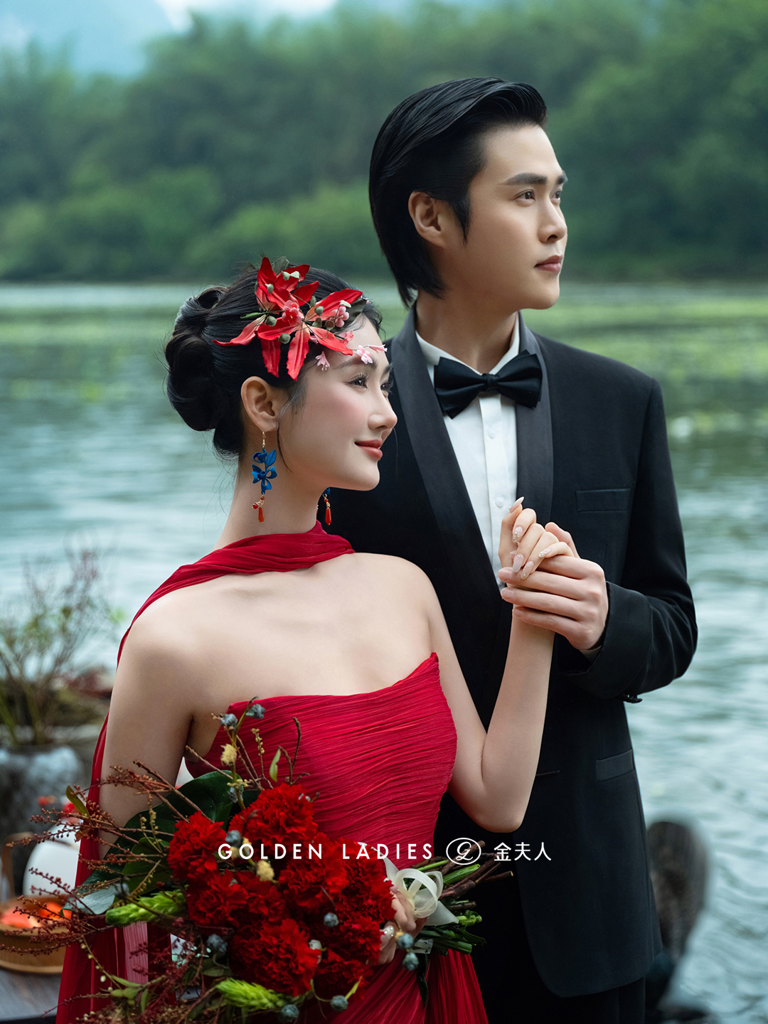精致妆造与桂林自然景色的和谐相融