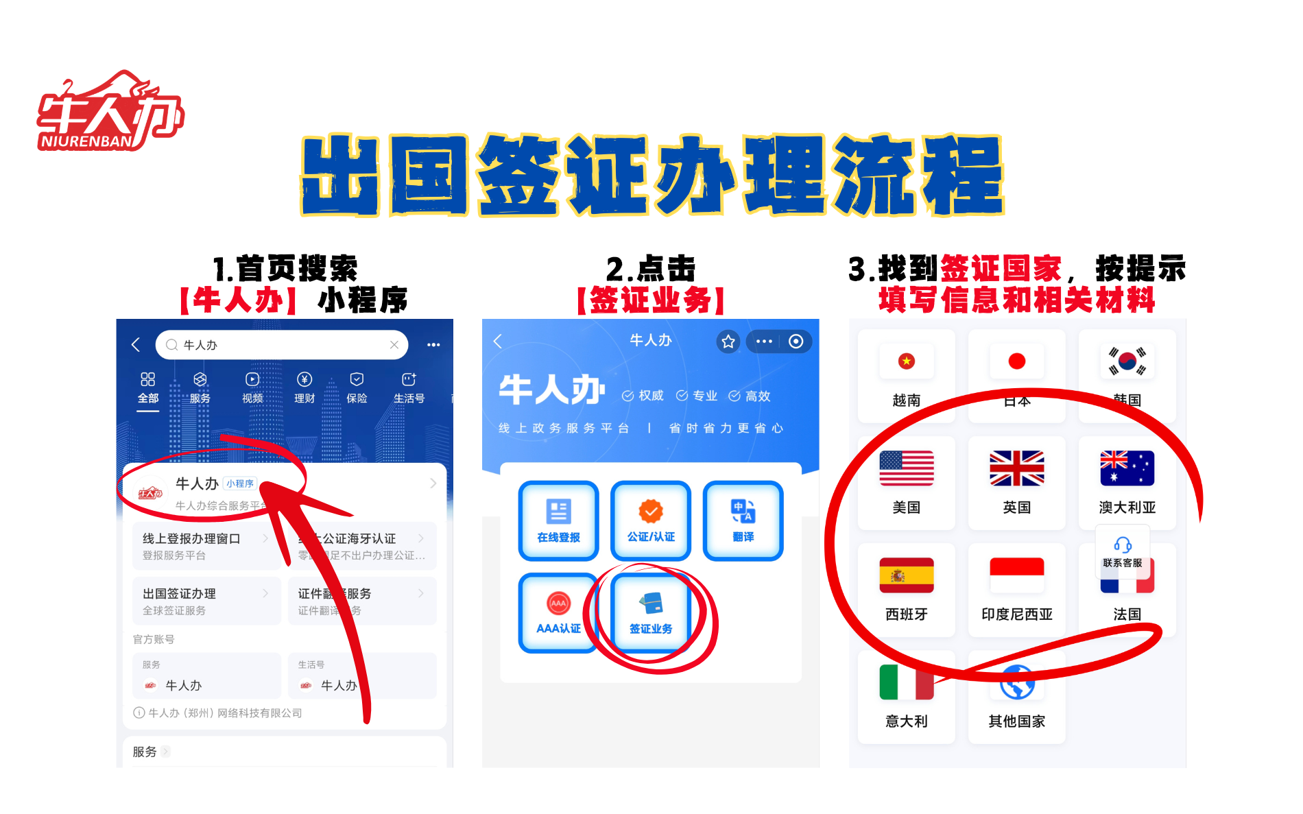 签证办理流程示意图