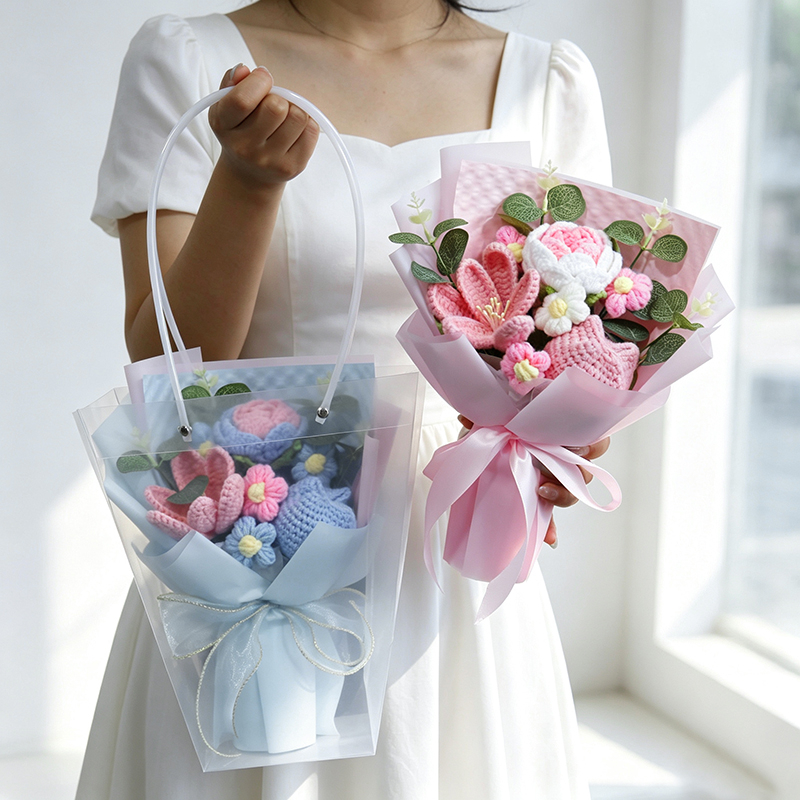 针织向日葵花束展示