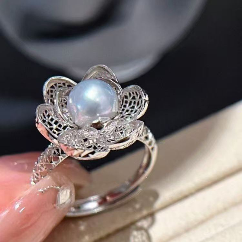 蕾丝镂空珍珠戒指