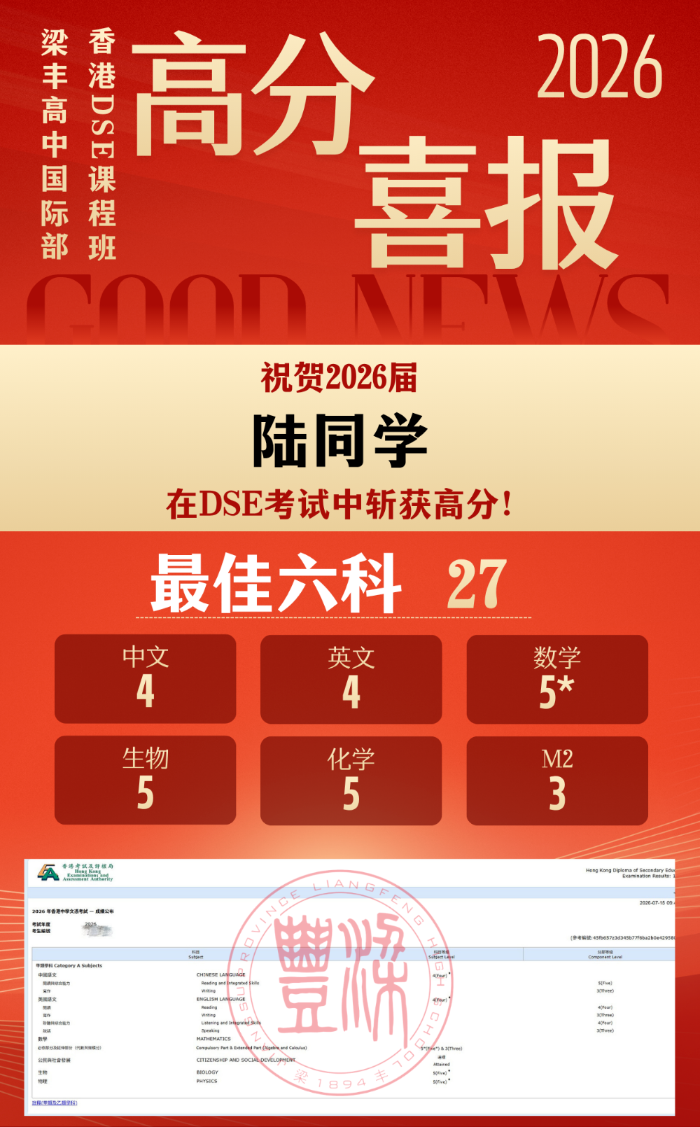 香港班2026届升学成果