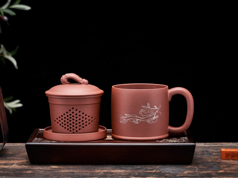 宜兴紫砂原矿茶水分离杯
