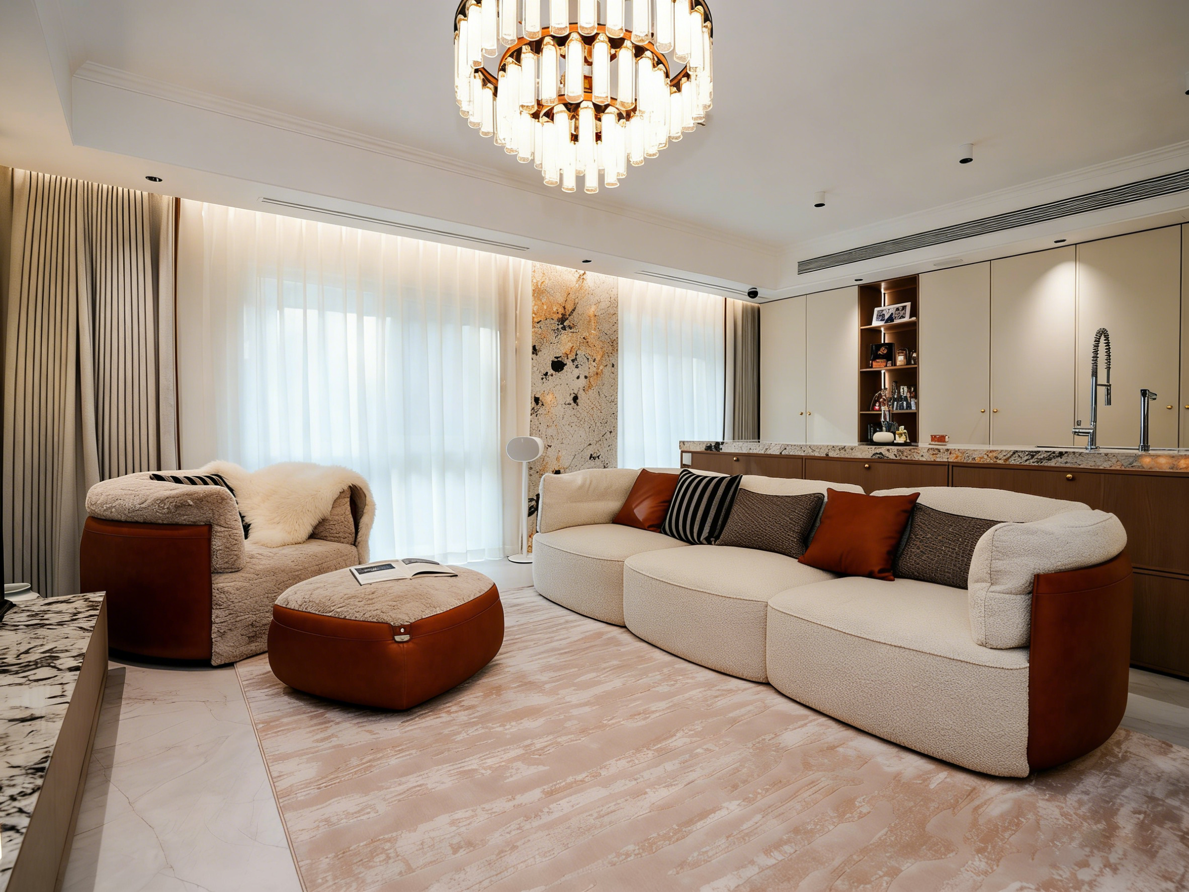 雅居汇意式极简客厅定制案例实景