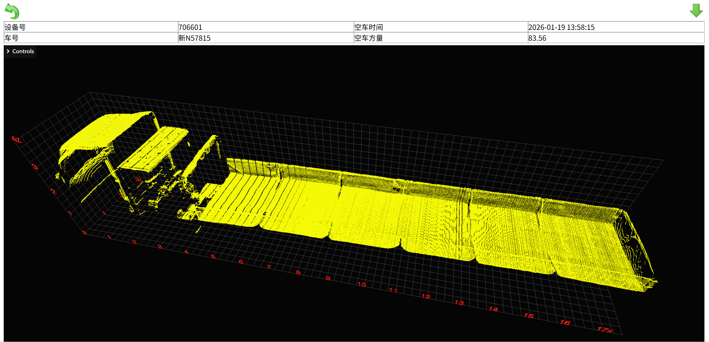 车辆体积测量系统三维点云模型展示图